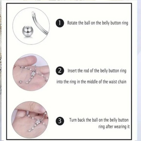 Navel Waist Body Chain Silver Moon & Star Clear Crystals Round ~ NBC-6004 - Picture 2 of 2